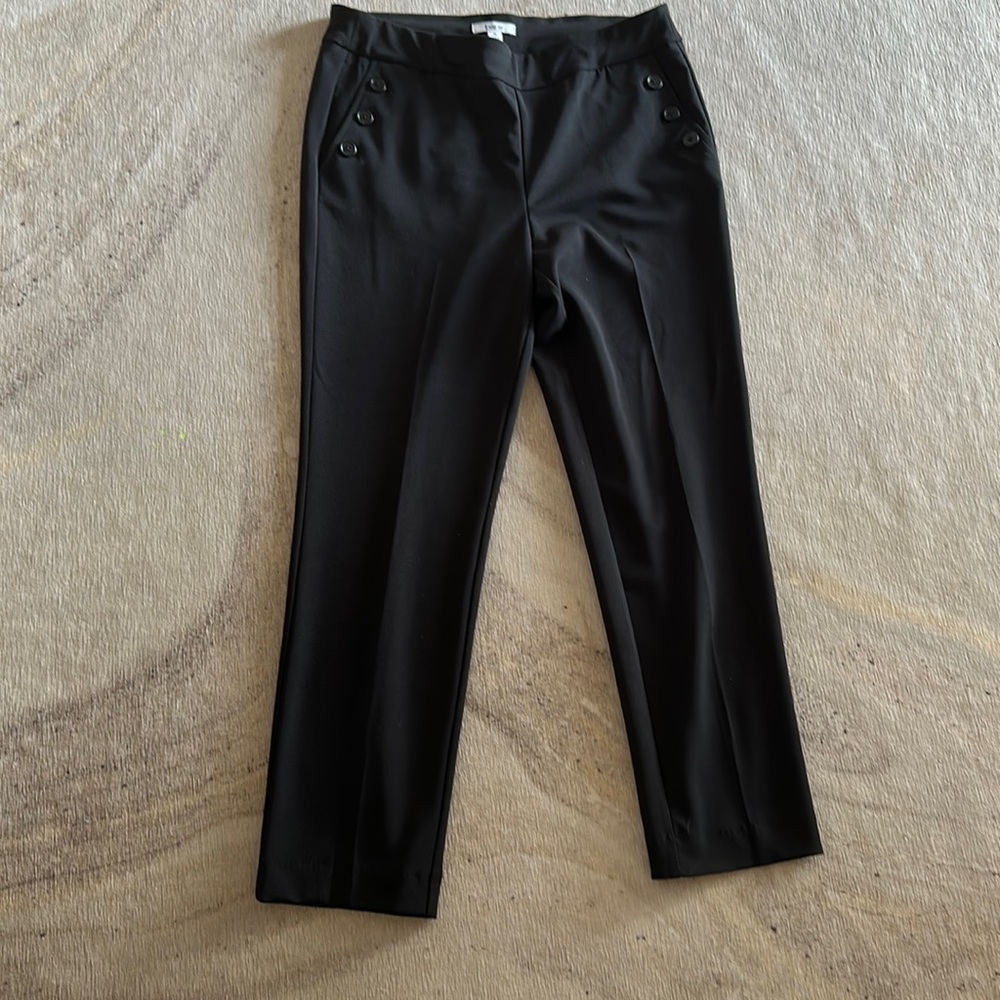 Black pants with side button detail